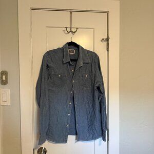 Converse One Star Chambray Button Up Shirt Light Blue Size Large